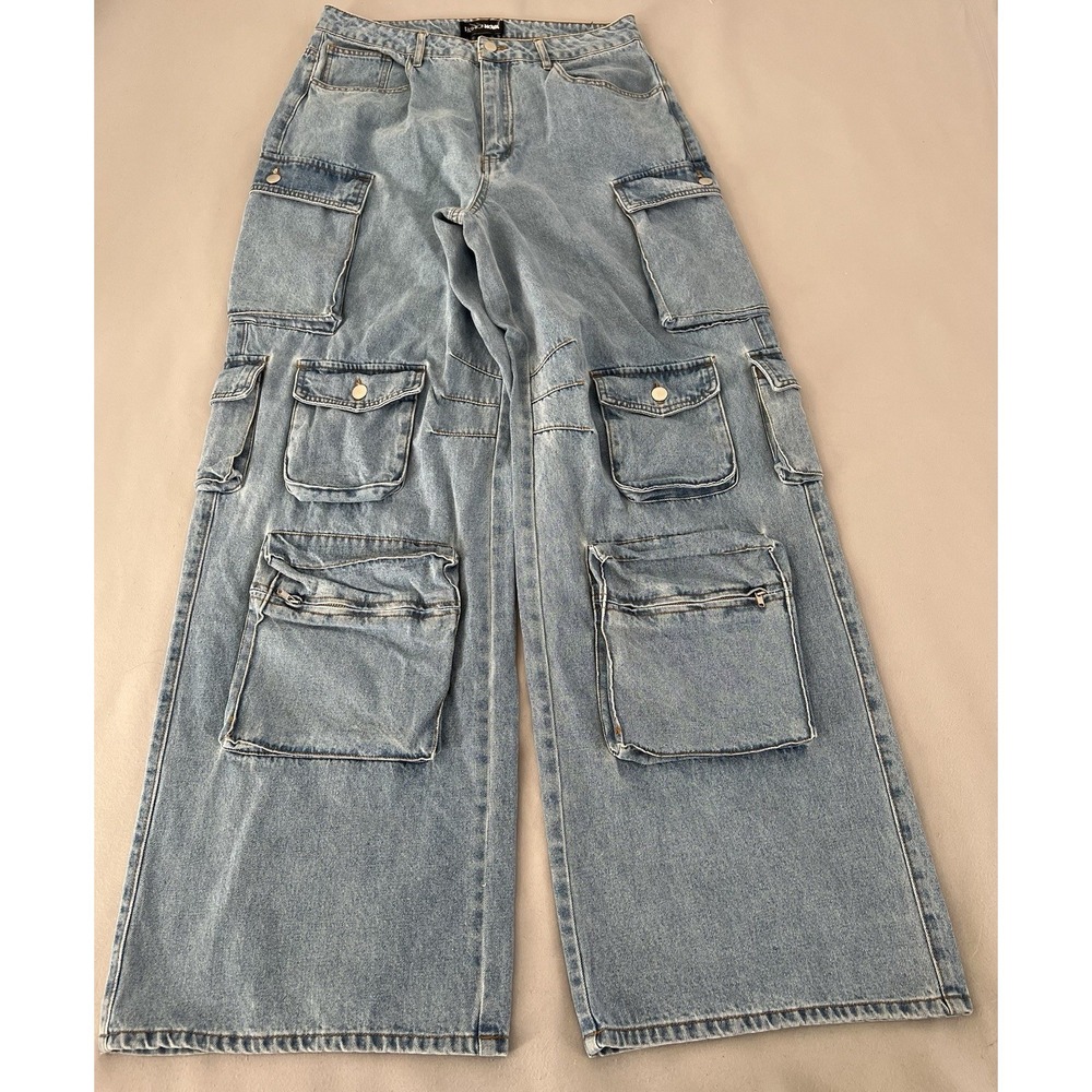 Fashion Nova Juniors Cargó Baggy Pants Sz 13 Blue